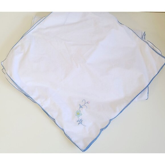 Vintage Linen Tablecloth Peacock Set With Embroidered Daisies Perma Press *READ* - Picture 5 of 16